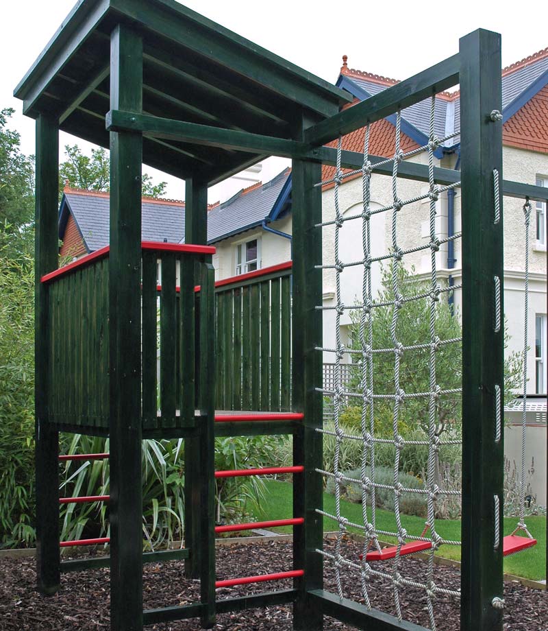 Wooden swing sets are popular in bespoke play equipment