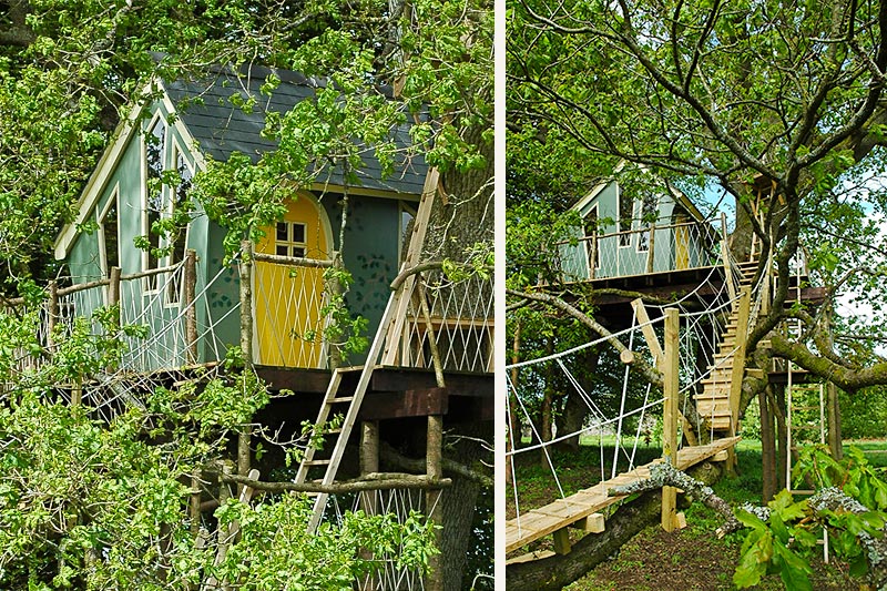 When building, careful use of colour is important in blending the treehouse into the woodland